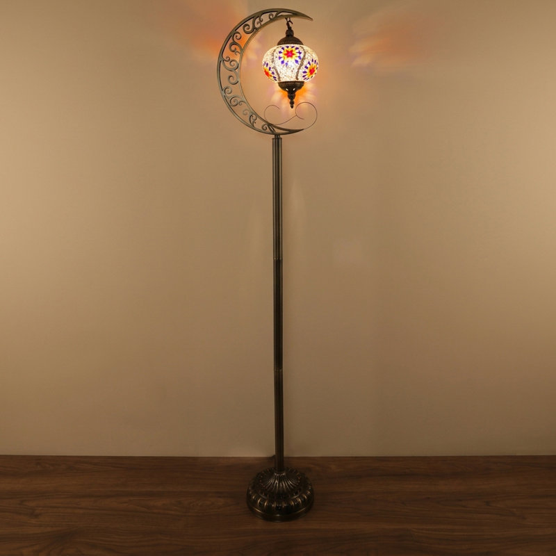 Lampe sur pied en mosaïque en verre teinté Turkish Moon