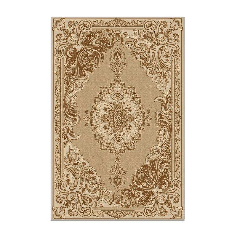 Tapis oriental doux en peluche douce de style Midwood - beige, 5 x 8