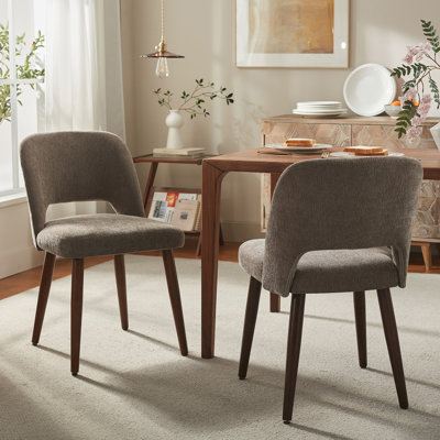 Upholstered Dining Side Chairs with Wood Legs