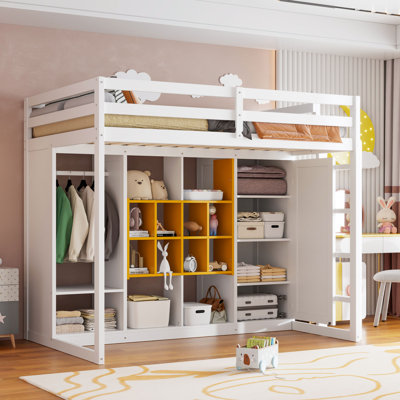 Loft Bed With Wardrobe And Shelves
