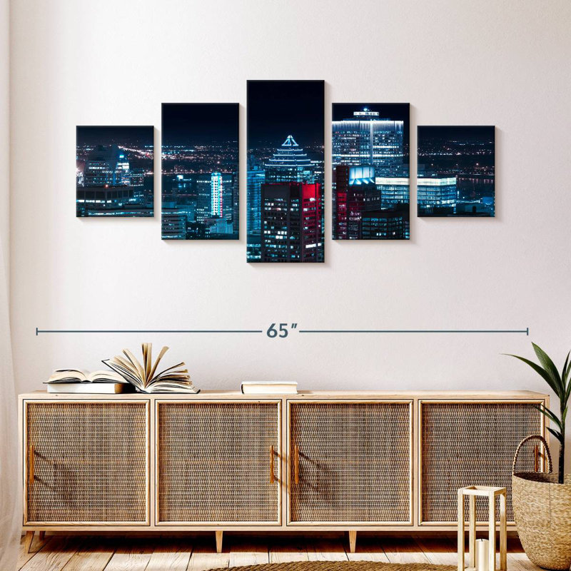 Lumières du centre-ville de Montréal, H 24 po x l 55 po