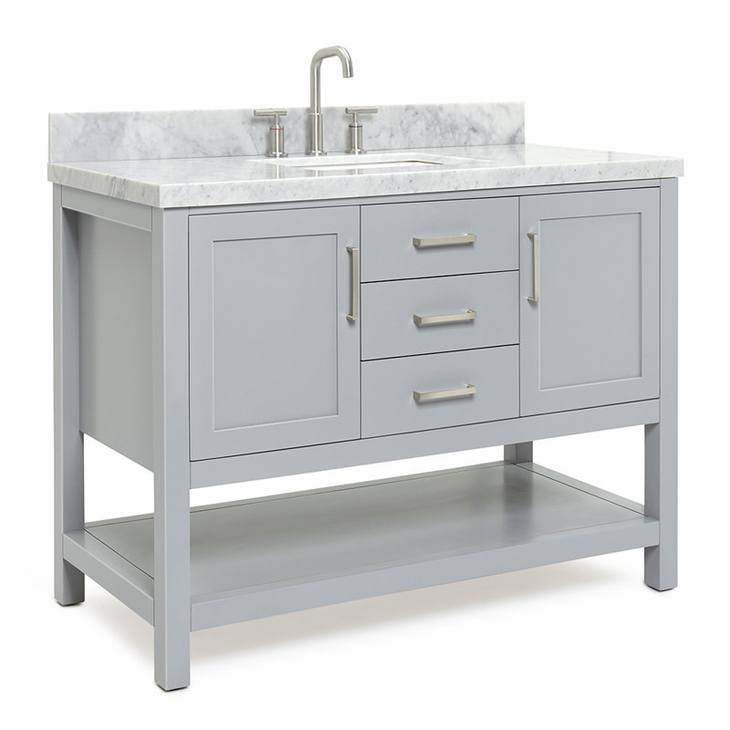 Abby Single Bathroom Vanity Set, Rectangle, Gray, 49"