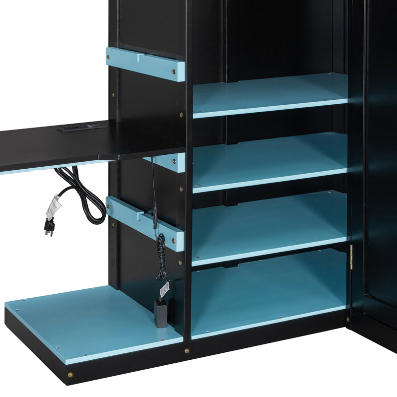 Red Full Size Loft Bed With Gaming Desk, Strip, Charging, And Space - Saving Storage For A Small Bedroom Compact Living Area