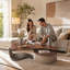 Table basse avec placage, veine en acier inoxydable et rangement intégré, tiroirs