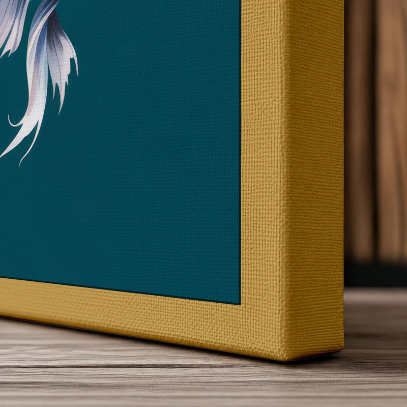 Betta in Blue Modern - Wrapped Canvas, 18x12 - 45.7 x 30.5 cm, Ochre Border