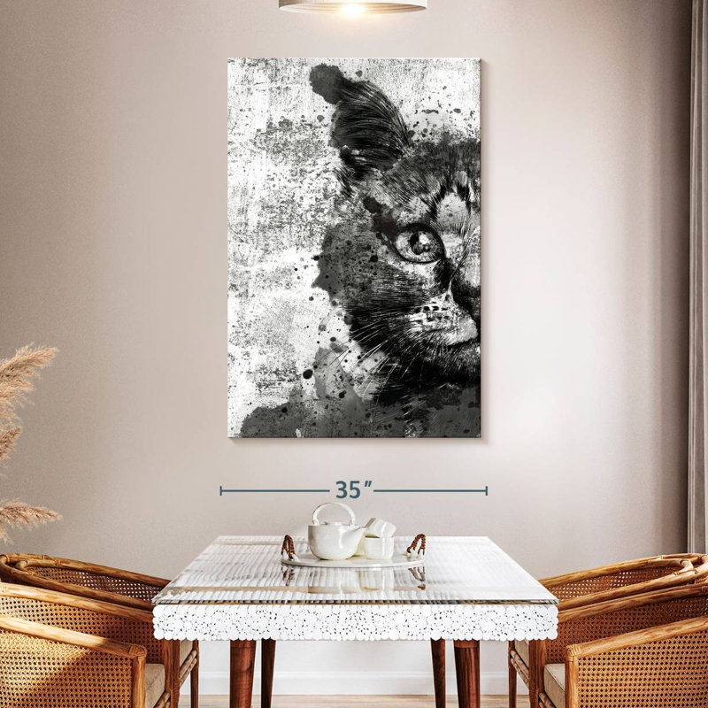 Brampt Cat Face Black And White, 51" H x 34" W