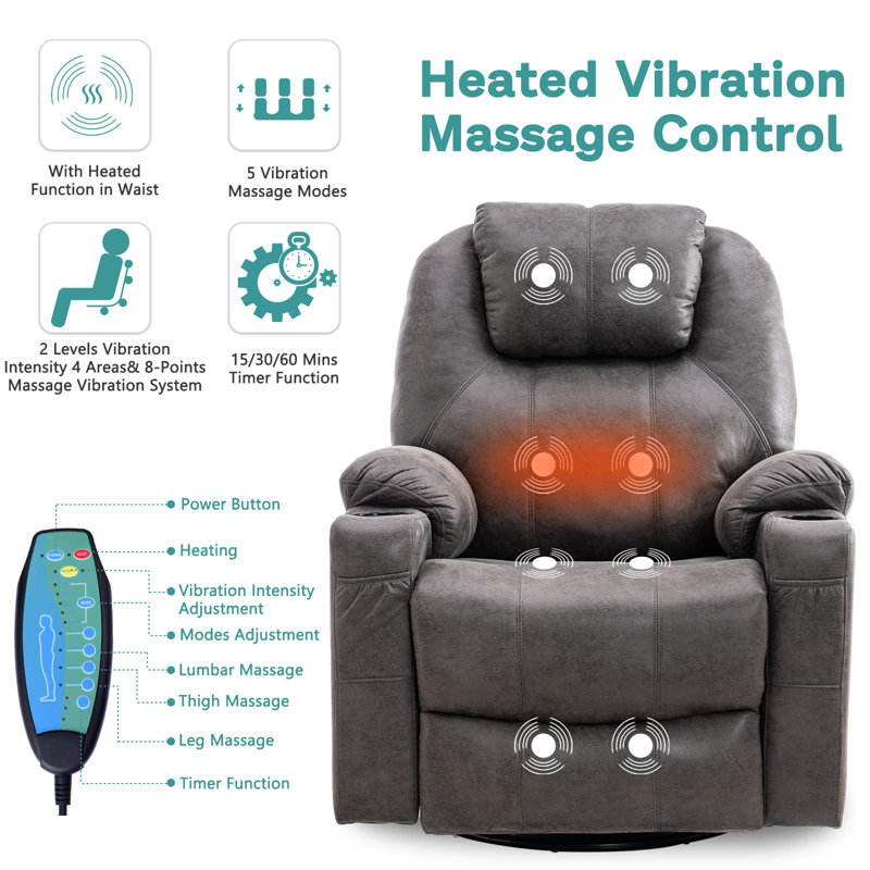 Fauteuil de massage chauffant Zyriana, Gris