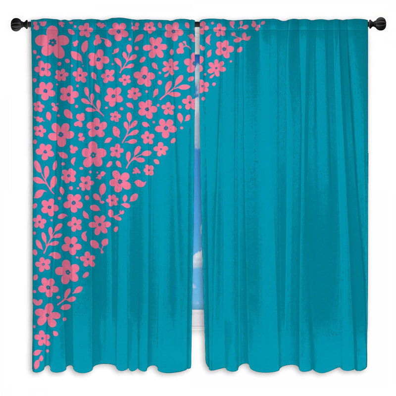 Rideaux de fenêtre à motif floral rose obscurcissant et obscurcissant - 2 panneaux, 40 po x 61 po - 2 panneaux