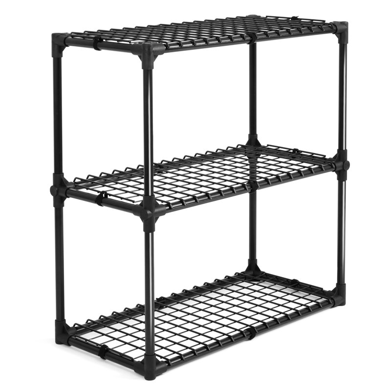 Grille de rangement à 3 tablettes avec couvercle - tablette de rangement robuste pour usage domestique
