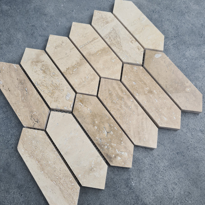 Carreau de mosaïque en nid d'abeille en travertin 2 po x 6 po