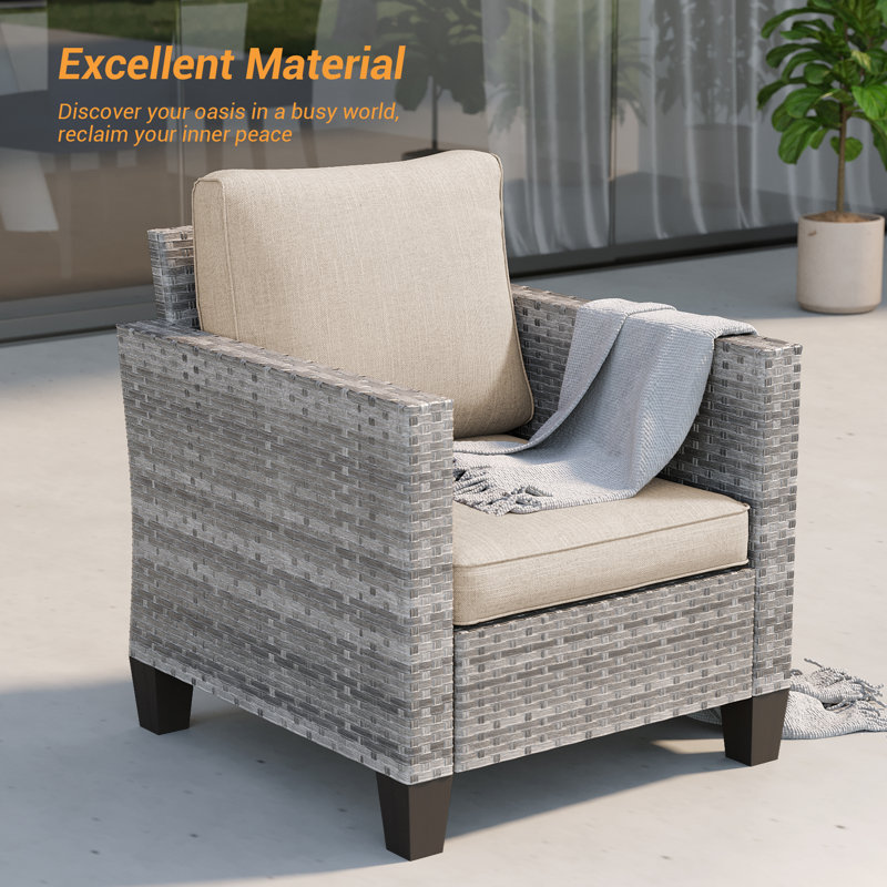 Konami 5-Piece PE Rattan Wicker Patio Conversation Set with Cushions & Ottomans, All-Weather Outdoor Furniture Set for Deck Backyard Garden