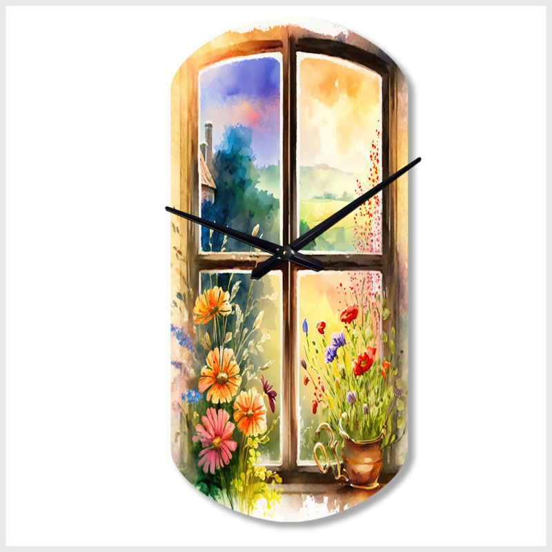 Horloge murale cylindrique en métal Sistrunk Summer Sunset, Grand