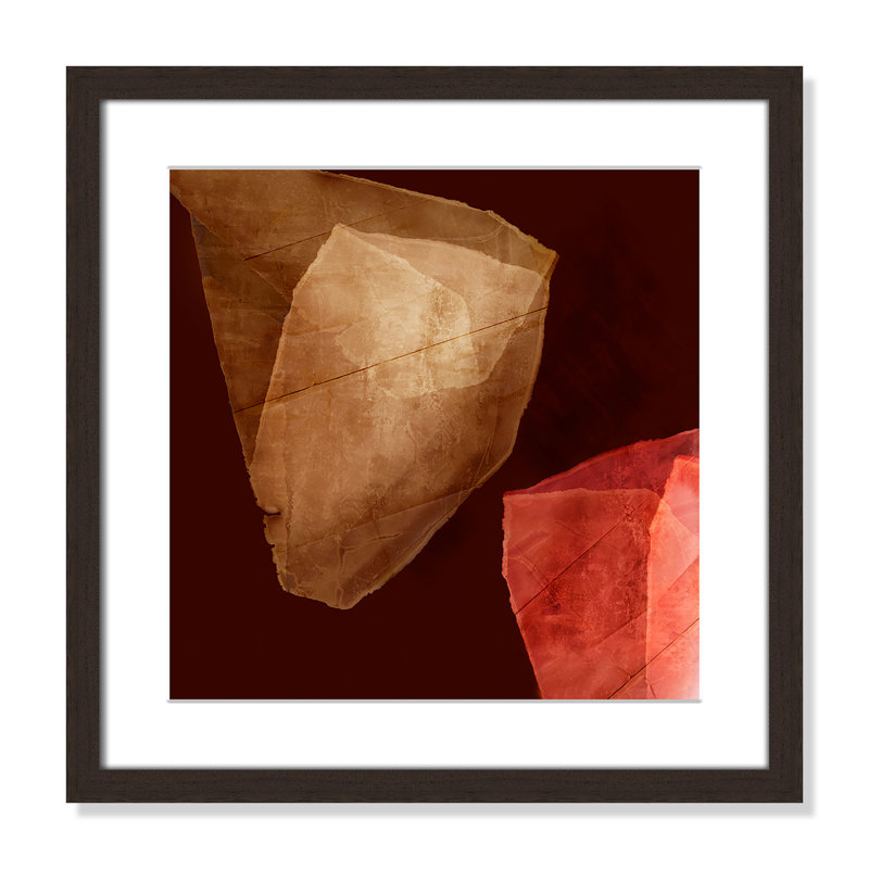 «Fragmented Earth in Paper Layers II» par Casa Fine Arts, Imprimé mat, Noyer à grain ouvert, L 17 po x H 17 po