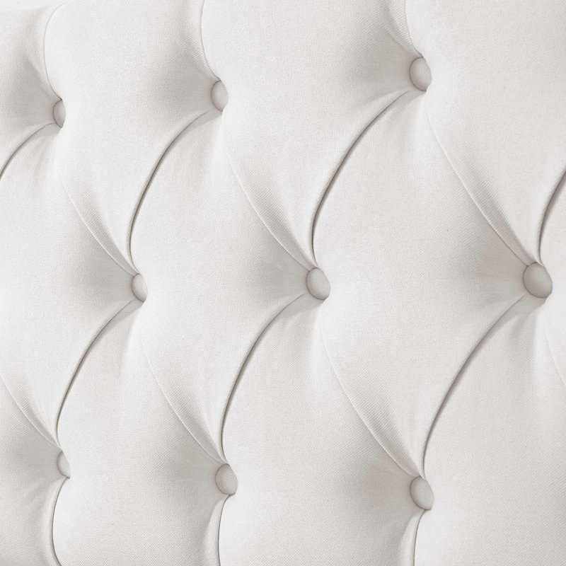 Button-tufted upholstered headboard with adjustable height, Crème, Grand
