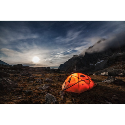 Tent In The Mountains - Wrapped Canvas Print