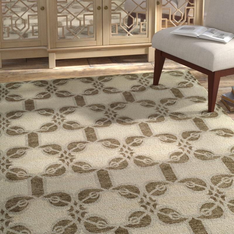 Tapis ivoire noué à la main Amariana, Rectangle 6 pi x 9 pi