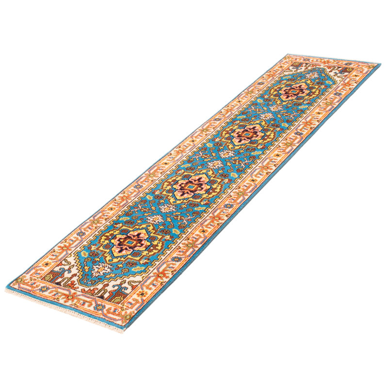 One-of-a-Kind 2'5" X 10' New Age Runner Wool Area Rug in Blue