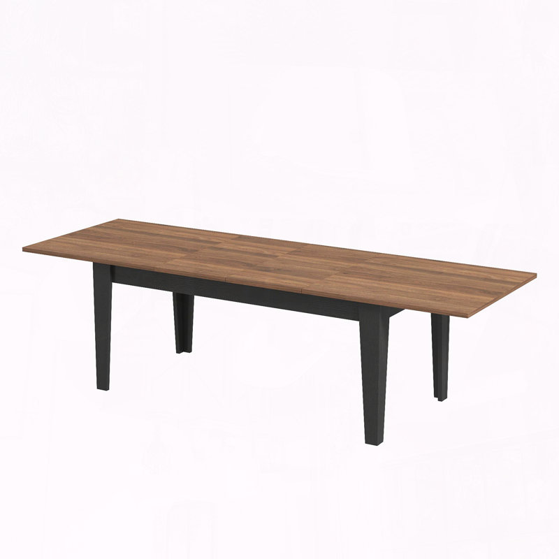Grande table de cuisine extensible, Noyer / noir