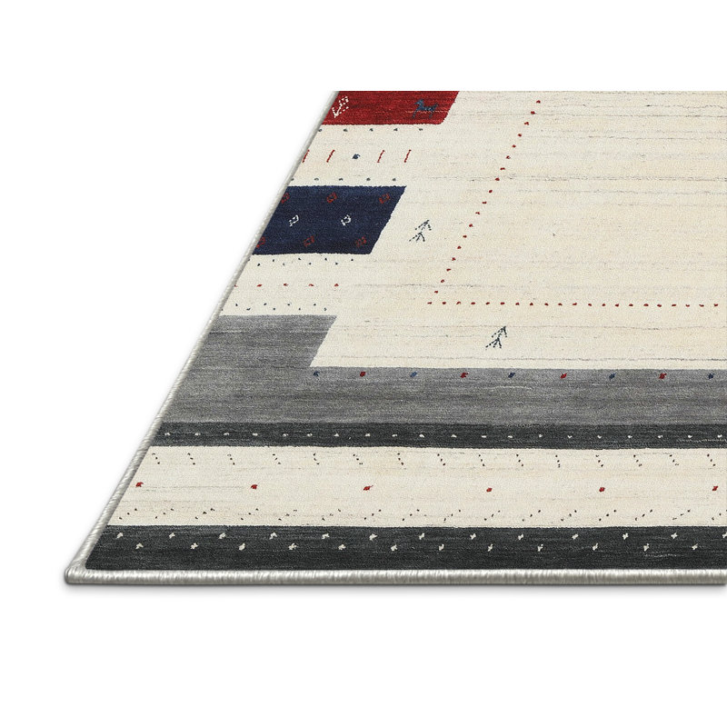 Tapis ivoire / gris Drumawillin, Rectangle 5 pi x 7 pi