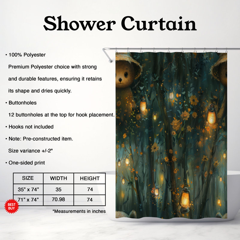 Bear Fun - Premium Shower Curtain, 74"H x 71"W