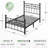 53.6" H Metal Platform Bed with LED Lights and Vintage Headboard-378611813-378611812