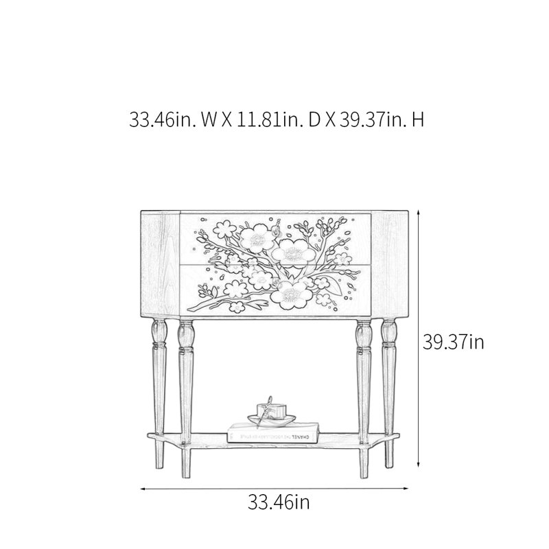 Retro Minimalist Art Console Table with 2 Drawers