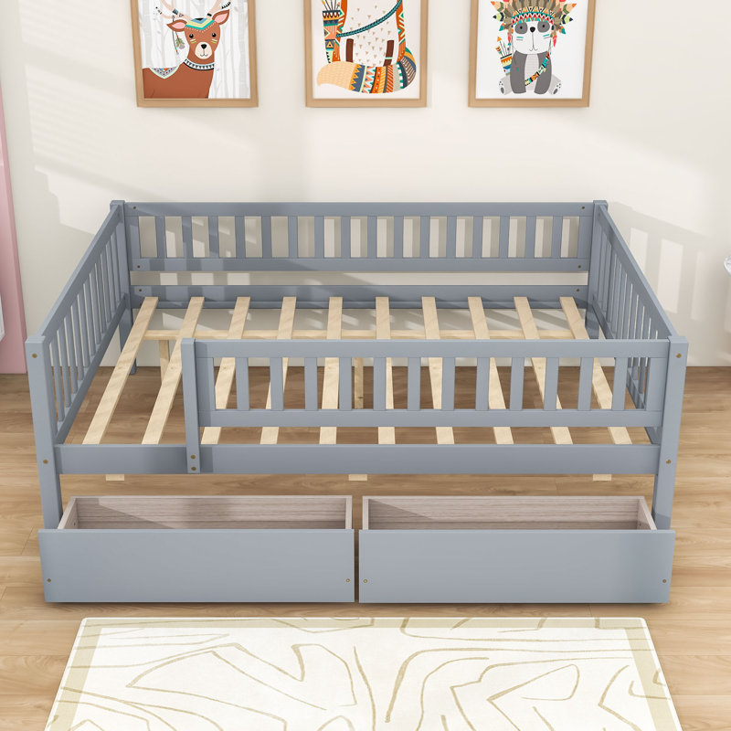 Wooden Daybed with Underbed Storage Drawers, Gray, Full / Double