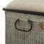 Banc de rangement gris en métal galvanisé avec dessus en toile de jute crème et loquets noirs, 38 po x 16 po x 19 po-1535491559