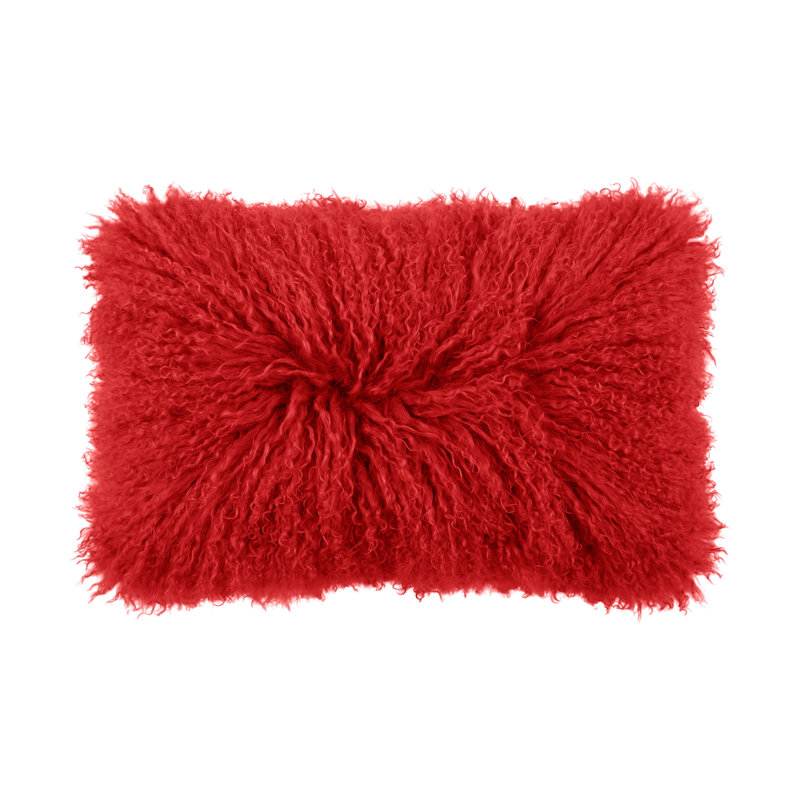 Tibetan Lamb Sheepskin Pillow by Outpost Original, 18" x 10", Red