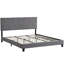 Size Bed Frame With Button Headboard, Upholstered In Grey Linen Fabric, No Box Spring Needed, Wood Slat Support, Easy Assembly Reliable Framework Structure