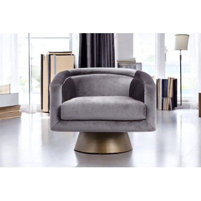 Méridienne pivotante en velours gris de 33 po de largeur Pangea Home Andrea