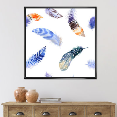 Ensemble de plumes colorées Boho VII - peinture sur toile