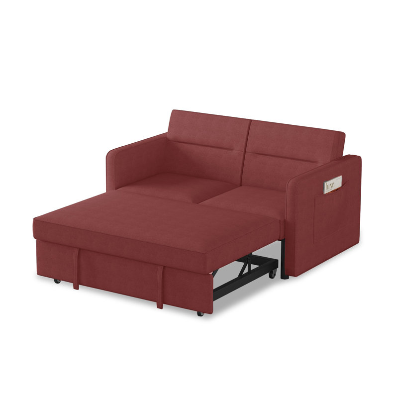 Causeuse-lit escamotable 54,5 po - Dossier réglable, Lin rouge