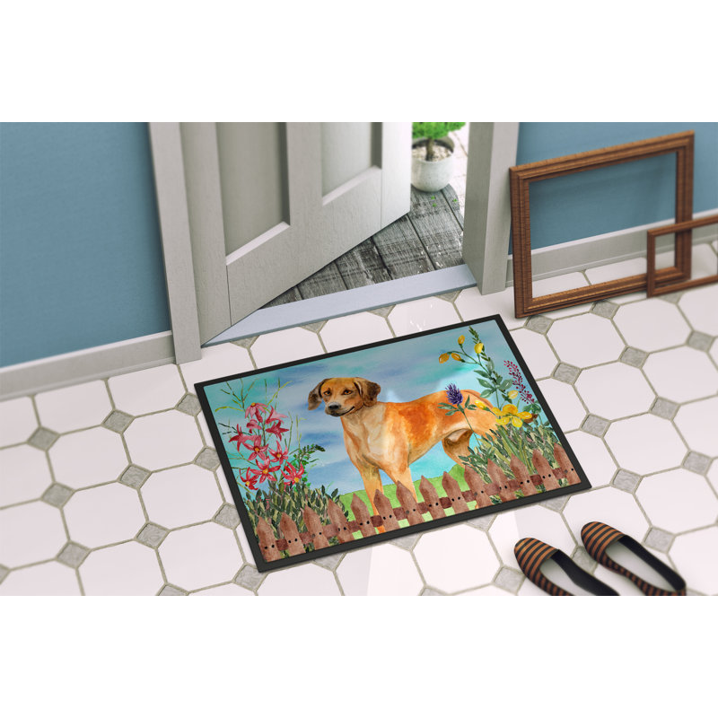 Tapis de porte pour l’extérieur antidérapant rhodesian ridgeback spring, Rectangle 24 po x 36 po