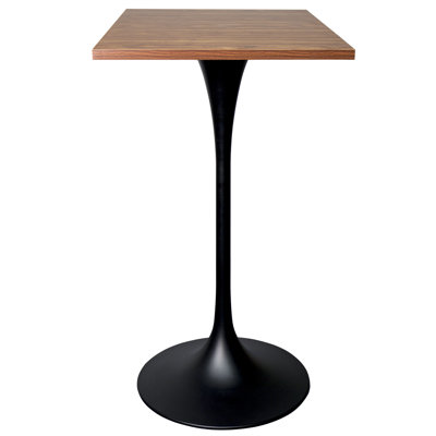 Travis 24" Square Bar Height Table With MDF Top And Stainless Steel Pedestal Base - Dining Table For Modern Home And Kitchen