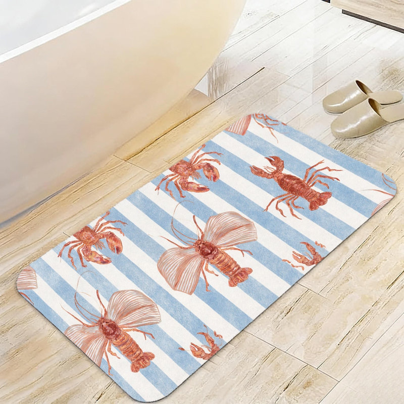 Tapis rouge pour salle de bain à rayures rouges, 20 po x 32 po, pour salle de bain