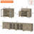    Sideboard Cabinet With 2 Drawers, 4 Glass Doors And 4 Wood Doors, Vintage Wood Grain Design, Buffet Cabinet With Storage, Grey Wash-2004098826