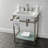 Kingston Brass Sheridan 24-Inch Ceramic Console Sink with Stainless Steel Legs and Glass Shelf (3-Hole)-54822239-54822240