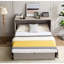 Armoire-lit convertible, gris, avec espace de rangement, matelas et rangement pratique gris, bouchon en mousse souple