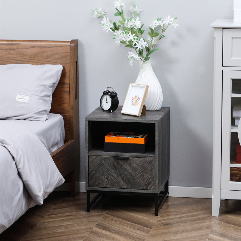 Ajeya 40cm W Steel Bedside Table