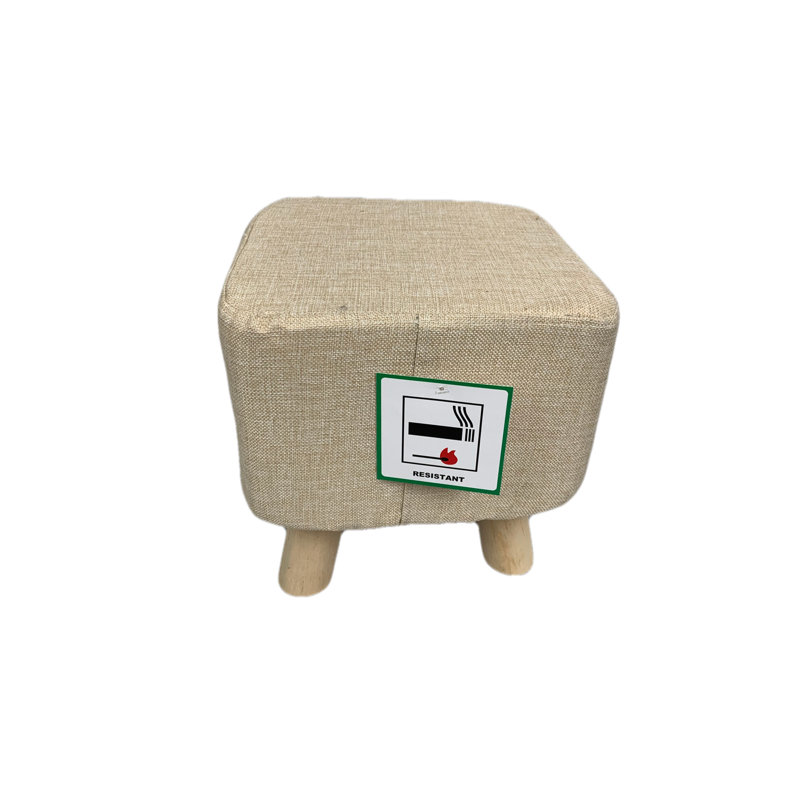 28.5cm Wide Rectangle Solid Colour Footstool Ottoman, Beige