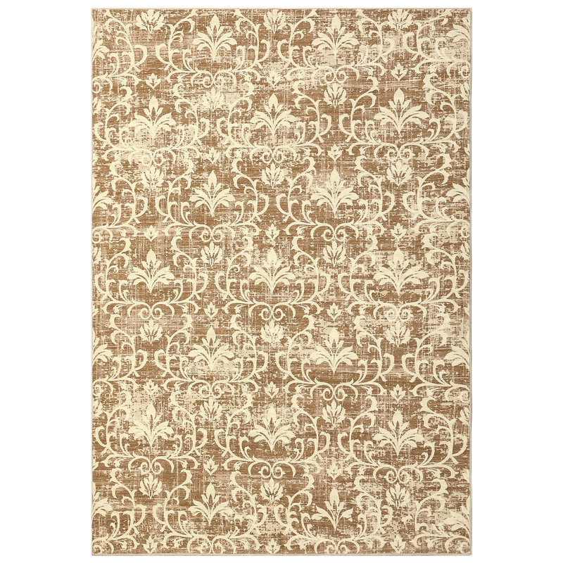 Vintage Damascus Floral Area Rugs, Machine Washable Non-Slip Carpet for Living Room, Bedroom, Home, Rectangle 8' x 10'