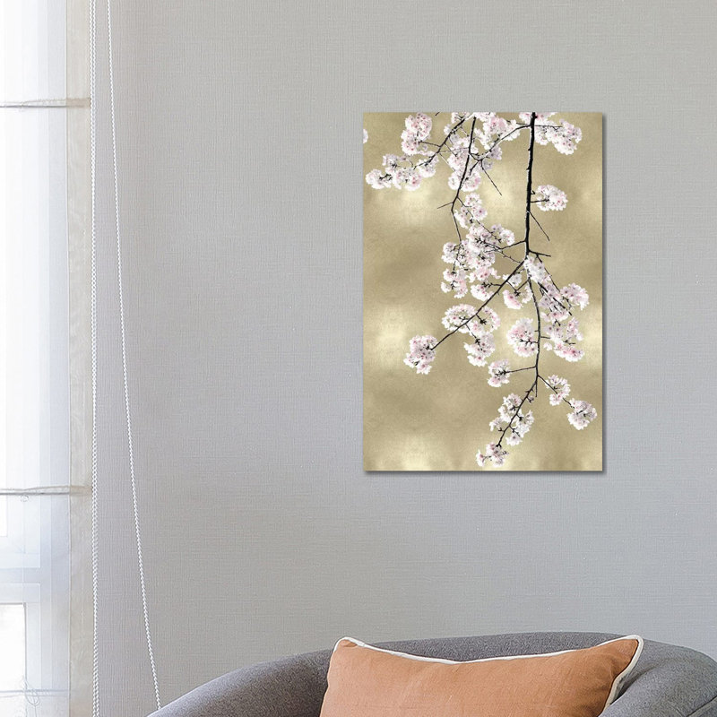 Pink Blossoms On Gold III by Kate Bennett - Wrapped Canvas Gallery-Wrapped Canvas Giclée, 66.04 cm H x 45.72 cm W