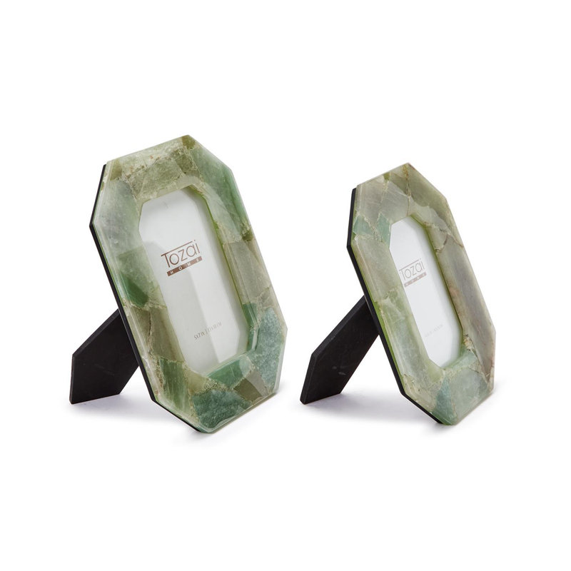 Ensemble de 2 cadres photo en quartz blanc, Blanc
