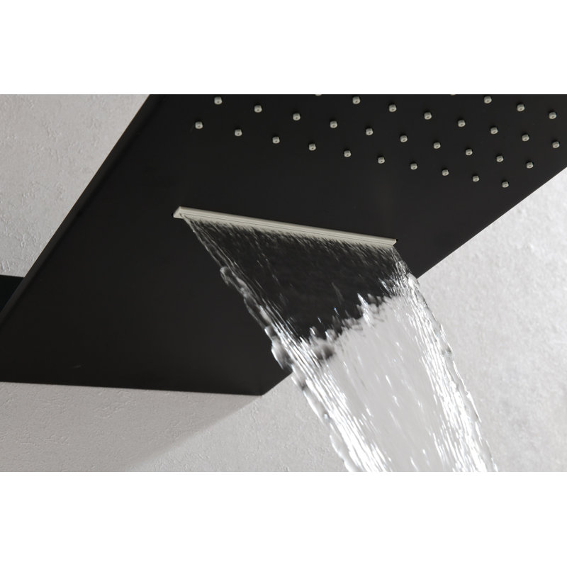 Système de douche murale à pluie et cascade, Noir mat