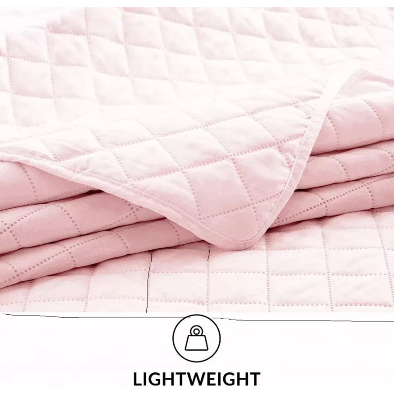 Microfiber Bedspread with Pillow Shams Included, King Bedspread + 2 Standard Shams, Pink