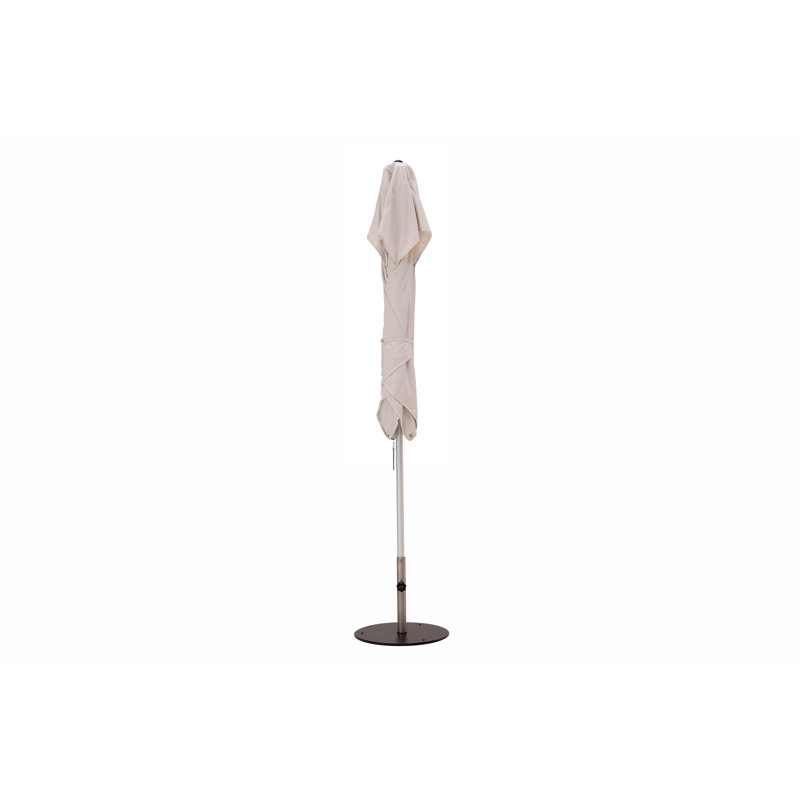 Mistral Market Umbrella, Round Metal, 6.6 ft Square Canopy, Silver Gray