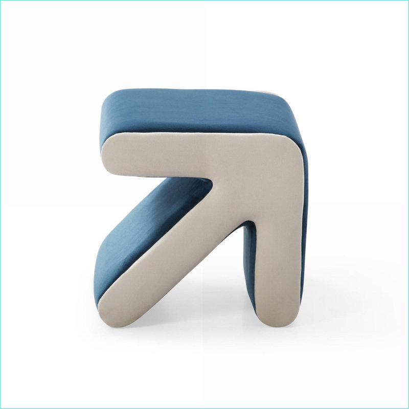 Ottoman Modern Velvet Navy Blue + Beige Multifunctional Footrest Shoe Bench Kids Stool | Blue|Velvet, Blue/White