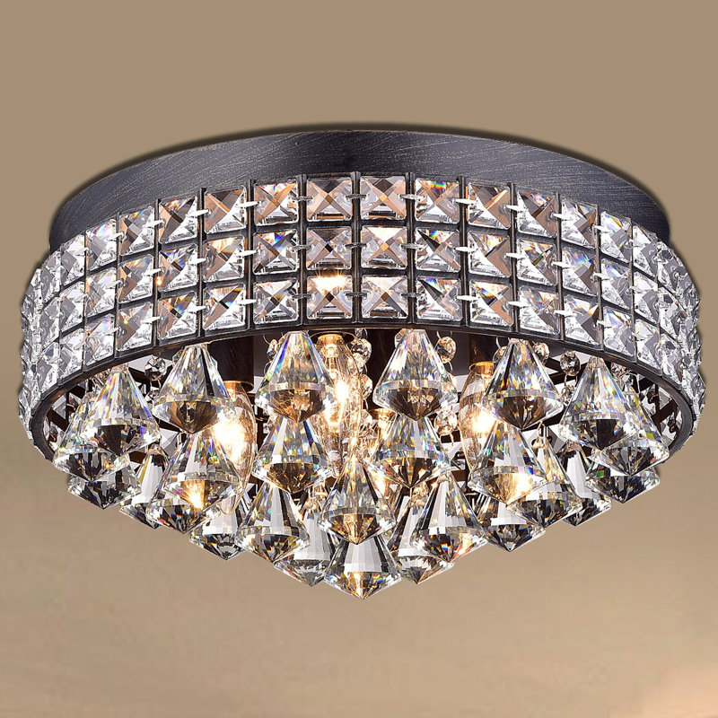 Lustre cylindrique de type plafonnier encastré de 16 po à quatre lumières Madilynn, Noir antique