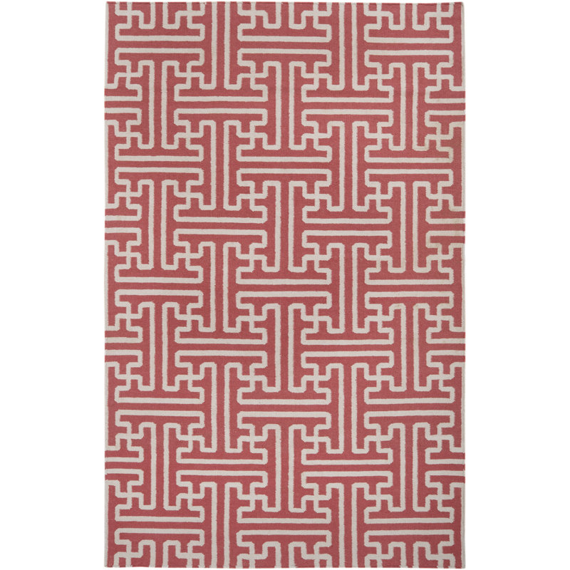 Tapis rouge / ivoire en laine tissé à la main Berkley, Rectangle 9 pi x 13 pi